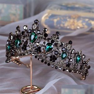 Gioielli per capelli Barocco Bronzo Nero Verde Cristallo Diademi da sposa Corona Diadema vintage per spose Fasce Accessori 220831 Drop Deliv Dhywq