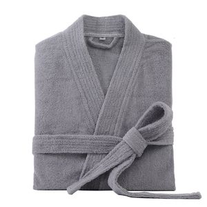 Robes masculinos 100% algodão roupão para homens longo grosso absorvente terry banho robe quimono homens toalha roupão sólido sleepwear mulheres vestido 230907