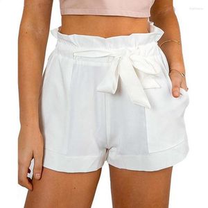 Pantaloncini da donna Pantaloni corti da donna a vita alta mini pantaloni casual da spiaggia in tinta unita