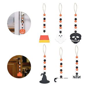 Party Decoration Halloween Pendant Creative Home Decorations Colorf Wooden Bead Ornaments 10 Styles Drop Delivery Garden Fes Dhgarden Dhvwz