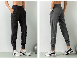 LL-YDK07 Trainer Pants Womens byxor Yoga outfit Loose Ninth Pants Excerise Sport Gym Running Casual Long Ankle Banded Pant Elastic High Midist DrawString