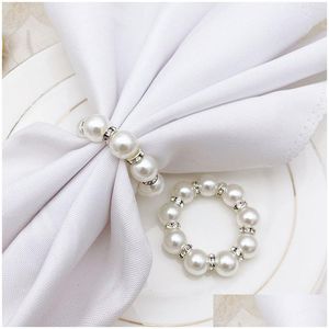 Napkin Rings White Pearls Buckle Party Table Decorations Supplies Drop Delivery Home Garden Kitchen Dining Bar Decoration Acc Dhgarden Dhlra