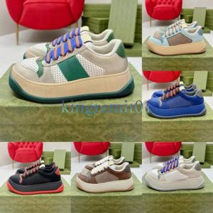 Designer-Schuhe, Tennis-Sneaker, Luxus-Plateauschuh, beige, blau gewaschene Jacquard-Denim-Gummi-gestickte Sneakers, Vintage-Trainer