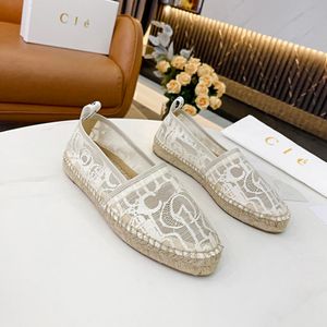 Designers Casual Shoes Women Shoes Espadrilles Spring and Fall Luxurys Ladies Flat Beach Half Slippers Fashion woman Fisherman Canvas Lace Shoes 02