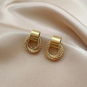 Boucles d'oreilles pendantes géométriques en strass et cristal, pendentif cerceau pour femmes, couleur or, bijoux Huggies, vente en gros, cadeau de fête pour filles