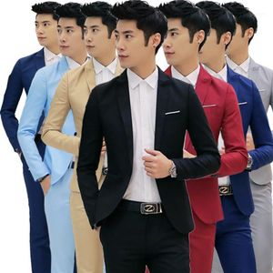 Men's Suits & Blazers Whole- Fashion Custom Made Jacket Formal Dress Mens Suit Set Men Casual Wedding Groom Korean Slim F333H