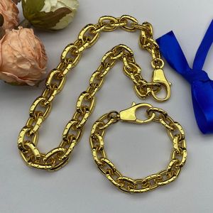 Hip Hop Punk Novo Designer Colar Cadeia Gargantilha para Unissex Carta Pulseiras Homem De Ouro Mulheres Grosso Charme Colares Conjuntos de Jóias Com Caixa LVS22 -- 01