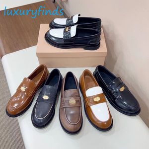 Dress Shoes Round Toe Penny Loafers 100% real leather Women shoes Vintage-effect Leather Loafers Designers Luxurys Top Quality Platform Bottoms Sneakers size 35-41