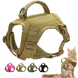 Collari per cani Guinzagli Pettorina tattica militare per gatti Cuccioli di nylon Gatti Pettorine con manico regolabile per cani di piccola taglia Addestramento di animali domestici Camminare 230907