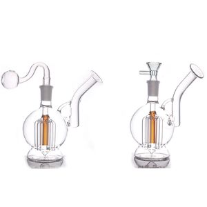 Großhandel 14mm weiblicher Mini-Arm-Baum-Perc-Glas-Wasser-Dab-Rig-Bongs-Wasserpfeifen-Recycler-Rigs-Rauchglasrohr mit Tabakschale