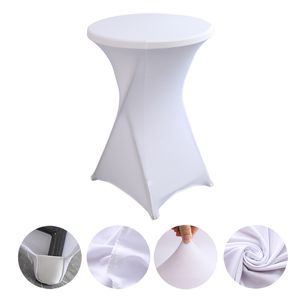 Universal high-end hotel wedding banquet solid color thickened cocktail four corner bar cover with spandex elastic table cover