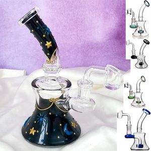 Bong in vetro spesso colorato di spedizione gratuita Tipo piegato Dual Perc Birdcage Filter Tubi per acqua in vetro 2 funzioni Bong in vetro 18,8 mm