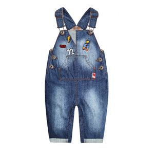 Tonpers çocuk cool uzay bebek sevimli denim tulum küçük çocuklar işlemeli moda jean pantolon 230907