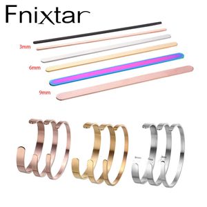 Charms Fnixtar 10Pcs Width 3/6/9mm 160mm Length DIY C Open Cuff Bangle Material Mirror Polishe Stainless Steel Rectangle Blank Strips 230907