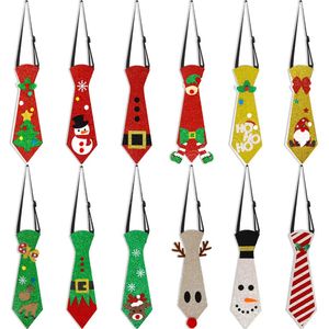 Jul Tie Red Green Santa Claus Snowman Tree Print Neck Ties For Men Christmas Party Neck Ties Festival Accessories