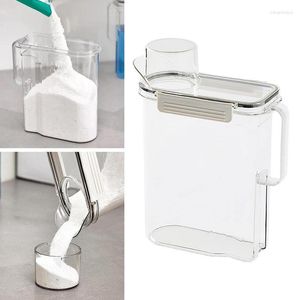Storage Bottles Laundry Detergent Dispenser Large Capacity Powder Box Liquid Clear Washing Container Measuring Cup Lids Jar For Softener