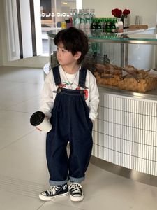 장미 스프링 어린이 바지 소년의 캐주얼 넓은 느슨한 스트랩 패션 고품질 아기 의류 2 ~ 12 세 230907