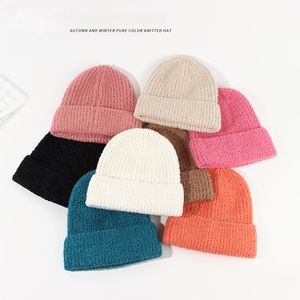 Wide Brim Hats Bucket Solid Color Soft Wool Bonnets for Women Womens Beanie Knitted Hat Skullies Autumn Warm Cap 230907