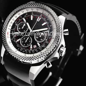 2016 Mens Chronograph Watch Top Quality Quartz Stopwatch Black Rubber Band Date Watches 204303Z