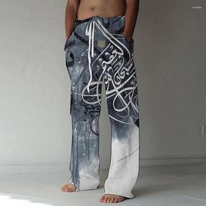 Erkekler Pantolon 2023 Tiki Stil Runes Tam 3D Baskı Drawstring Sıradan Tatil Erkekler Bol Hip Hop Düz eşofmanlar Erkek Gevşek Pantolon