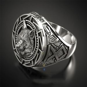 Moda retro celta lobo totem banda anéis masculino viking gótico steampunk esculpido animal anéis moda festa presente ab867271r
