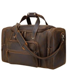Sacos de bagagem grandes de couro genuíno vintage homens viajando mochila sacos de fim de semana XY0045910863