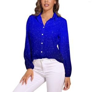 Camicette da donna Camicetta allentata Galaxy Sky Art Stampa di Nigh Stars Camicie casual oversize da donna a maniche lunghe Kawaii Top primaverili personalizzati