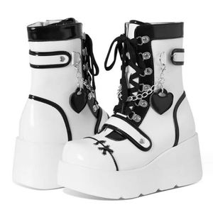 Doce plataforma gótica meados de bezerro botas femininas rua outono cunhas salto alto botas punk meninas bonito sapatos cosplay para mulher para meninas sapatos de festa