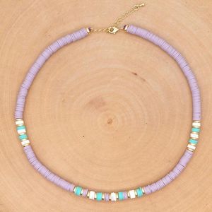 Gargantilha 2023 tendência moda boho 6mm colar colorido para mulheres meninas contas de disco combinando colares jóias de argila de polímero
