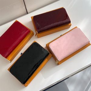 Woman designer wallet purse original box patent leather card holder cash keys bags handbag woman ladies262Q