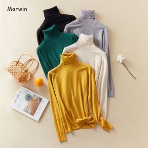 Kadın Sweaters Marwin -Sonbahar Kış Kış En İyi Katı Çekme Femme Kazak Kalın Örme Kadınların Boğaz Boyü Kadın Kazak 230907