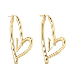 Big Size new Fashion gold Heart Hoop Huggie earrings for women party wedding lovers gift jewelry engagement with Box276I