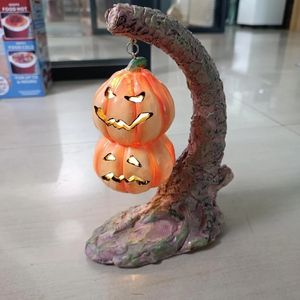 Outros suprimentos de festa de evento Halloween Decoração Brilhante Abóboras Lanternas Árvore Ornamento Pendurado Bat Resina Artesanato Home Desktop Y230907