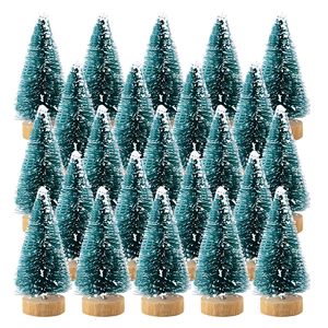 Decorazioni natalizie 12 pezzi Mini alberi Spazzola per bottiglie Plastica Inverno Neve Ornamenti Da tavolo Creazione Decorazione fai da te Regalo 230908