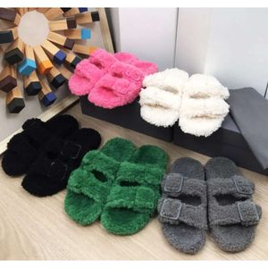 Designer Fur Slides Slippers Women Wool Sandals Soft Furry Winter Letters Slipper Warm Comfortable Fuzzy Girl Flip Flop Slipper With Box NO470