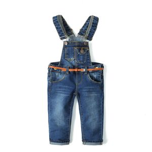 Rompers KIDSCOOL SPACE Little Girl Boy Jean Overalls Toddler Ripped Denim Cute Slim Pants 230907