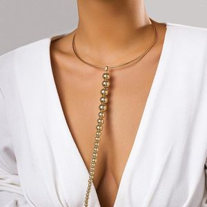 Choker Sexy Women's Big Smooth Ball Long Tassel Pendant Necklace Collares Punk Torques Chain Steampunk Jewelry