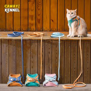 Dog Collars Leashes CAWAYI KENNEL Pet Harness Leash Set Training Walking Leads for Small Cats Dogs Floral Print Collar Adjust 230907