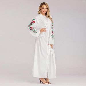 Ubrania etniczne Abayas dla kobiet Dubaj luksus haft kwiatowy na rękawach muzułmańska moda sukienka kaftan marocain