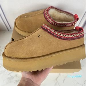 Tasarımcı -Winter Boot Toe Kısa Boot Koyun Dinleri Kış Kadın Düz Ayakkabılar Süet Üst Yün Sonbahar Botları