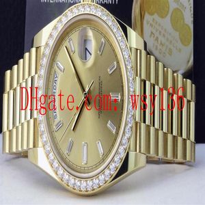 Luxury Men's Watches President 18kt Gold DayDate 40mm Champagne Dial Diamond Bezel 228348 Mekanisk automatisk rörelse Men297n