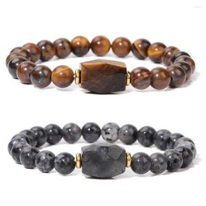 Strand Natural Tiger Eye Stone Bracelet Square Shape Quartzs Beads Bracelets For Women Men Black Labradorite Amethysts Bangles Jewelry