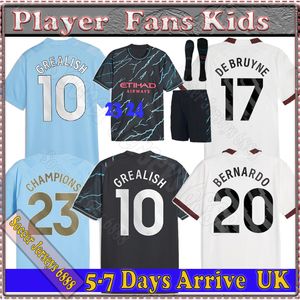 22 24 Haaland 축구 유니폼 Mans Cities Final Istanbul Kit Mahrez Grealish De Bruyne Foden Football Shirth Kids 2023 2024 J. Alvarez Mancheste 새해 유니폼