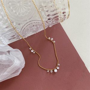 Anhänger-Halsketten, modisch, 18 Karat vergoldet, klarer Zirkon, Charms-Halsband, Edelstahl, Wassertropfen-Zirkon-Halskette, Hochzeitsschmuck, Bijoux Femme