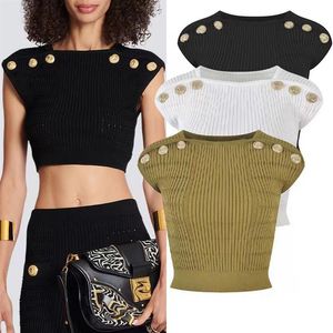 Designer Womens Knits Tees T Shirts ärmlösa kvinna Summer Tanks Camis Tees Vest Short Shirt Lady Slim Vests Tops307L