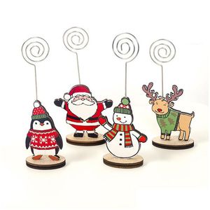 Decoração de festa Titular de etiqueta de Natal Cartoon Desktop Memo Clip Office Seat Card Titulares Drop Delivery Home Garden Festivo Dhgarden Dh1Ss