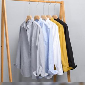 Erkekler Sıradan Gömlek Moda Sonbahar Pamuk Oxford Gömlek Erkekler Uzun Kollu Düz Renk Sosyal Dönüş Bluz Tasarımcı Kıyafetleri İçin