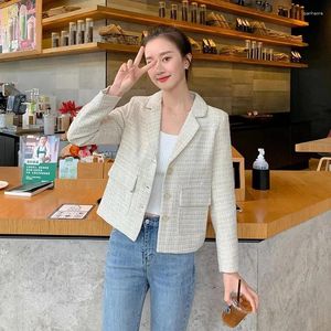 Ternos femininos 2023 primavera outono lã terno mulheres jaqueta moda coreano single-breasted blazer feminino casaco casual escritório senhoras overcoat tops