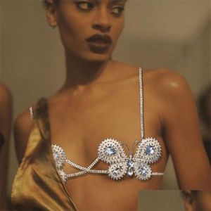 Outros exclusivos borboleta sutiã bikini top lingerie para mulheres y luxo cristal corpo corrente arnês colar jóias festa 221008 drop del dhdwg