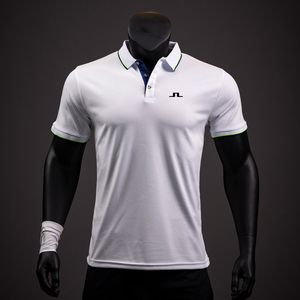 Męskie polo J Lindeberg Men Tshirt Casual Lapel Szygowanie koszule polo Man Highquality Shortsleeved Summer Pullover Top Slim Fit Golf Wear 230907